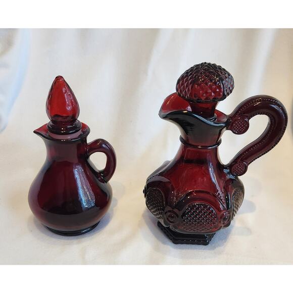 Avon Ruby Red Cruet Set – 1970s & 1876 Cape Cod – Original Stoppers – Vintage - Picture 1 of 5